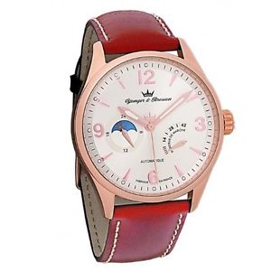 Yonger and Bresson Men's YBH 8314-04 Automatic Gold IP Bronze Leather Watch