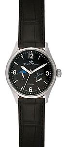 Yonger and Bresson Men's YBH 8314-01 C Automatic Black Dial Black Leather Watch
