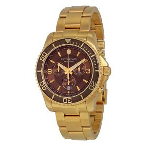 Victorinox 241691 Mens Brown Dial Analog Quartz Watch with Stainless Steel Strap
