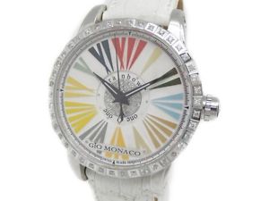 GIO MONACO 101XXL  SS/Leather Rainbow Diamond Men’s Wristwatch Y2310400