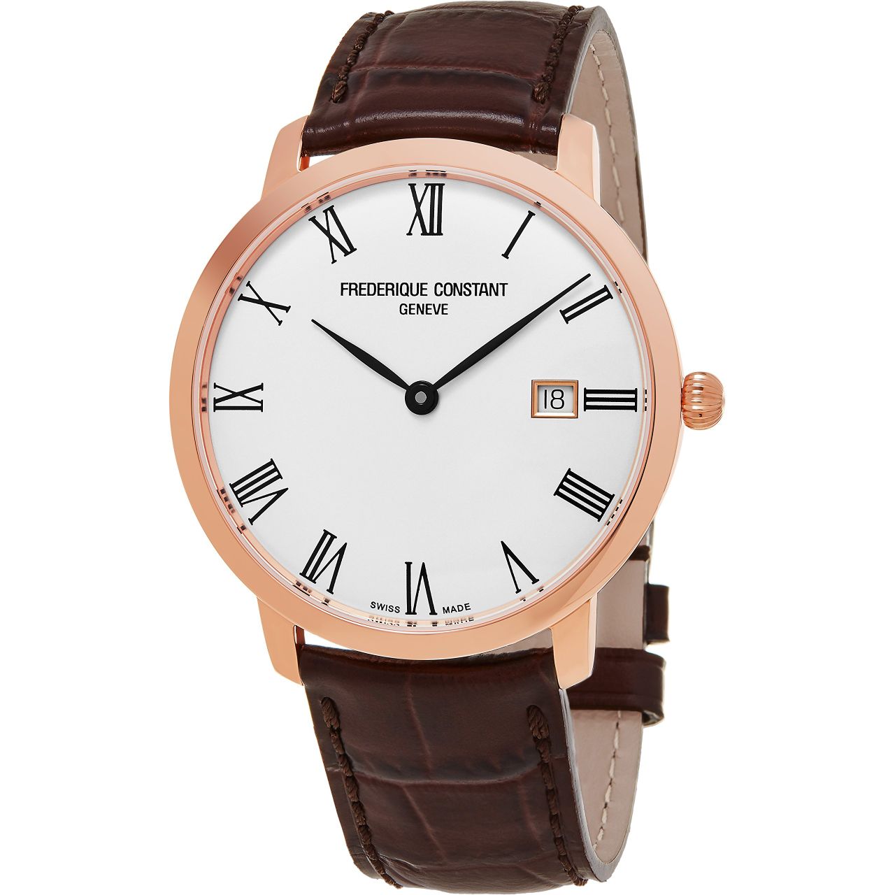 Frederique Constant Men's 'SlimLine' Swiss Automatic Gold and Leather Dress Watc