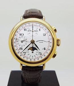 Vintage Mint GP Silver Eberhard & Co Chronograph Full Calendar Moon Phase 36018