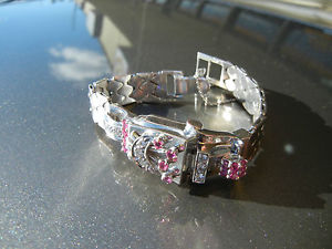 Vintage Hamilton 14k White Gold W/Diamonds & Pink Sappires-$1,199NR