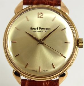 EXTREMELY RARE VINTAGE GIRARD PERREGAUX GYROMATIC RARE LUGS SOLID ROSE GOLD 18K