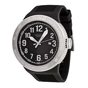 Hamilton H79715333 Mens Black Dial Analog Automatic Watch with Rubber Strap