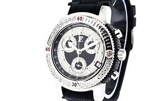 Faconnable Facomarine Swiss Diamond Watch with Silicone Strap - Unisex Façonnabl
