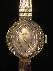 Lucien Piccard Vintage Ladies 14k white gold Watch With Diamond Case.