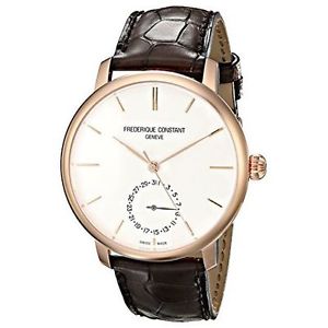 Frederique Constant Men's FC710V4S4 Gold-Tone Automatic Watch with Leather Band