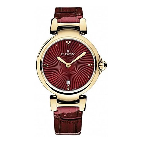 Edox Women's 57002 37RC ROUIR LaPassion Analog Display Swiss Quartz Red Watch