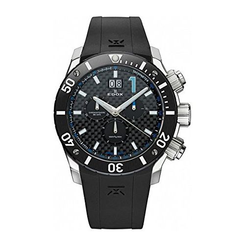 Edox Men's 10020 3 NBU Chronoffshore Analog Display Swiss Quartz Black Watch