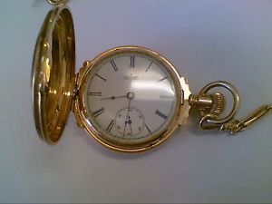 Vintage 14K Solid Yellow Gold Elgin Pocketwatch With 14k Gold Fob Chain