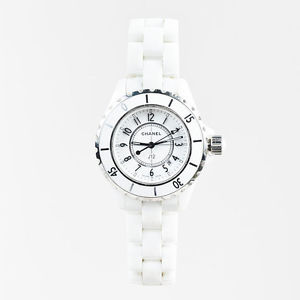Chanel $4950 White Ceramic Stainless Steel "J12" 33 mm Watch