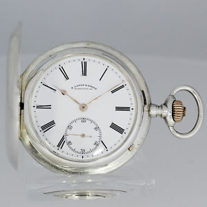 A. LANGE & SÖHNE SILBER SAVONETTE TASCHENUHR  54,5mm  126g ZERTIFIKAT CAL 43