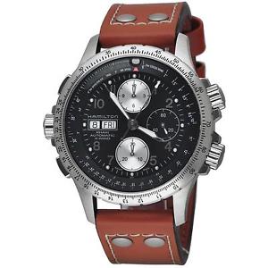 HAMILTON MEN'S KHAKI X-WIND AUTOMATIC 44MM BROWN LEATHER BAND WATCH H77616533