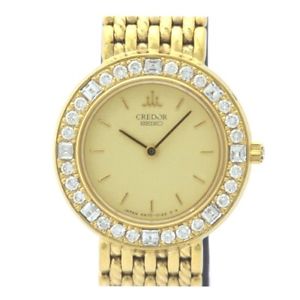 Auth CREDOR Lady's Dress watch  Women's Quartz K18YG&Diamond 193119