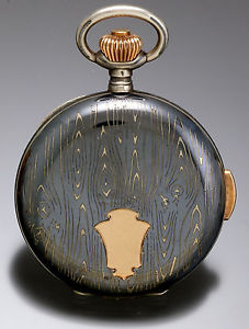 18-Size Niello Over Silver Hunter Case Quarter Hour Pocket Watch