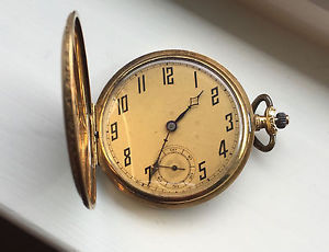 RARE-18K-DOUBLE HUNTER POCKET WATCH for repair or parts