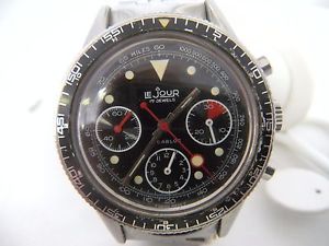 Vintage LeJour Valjoux 7736 Chronograph Wristwatch Lollipop triple-register