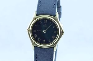EBEL CLASSIC WAVE LADIES 25MM TOP CONDITION 18K 750 GOLD WITH ORIG. LEATHER BAND