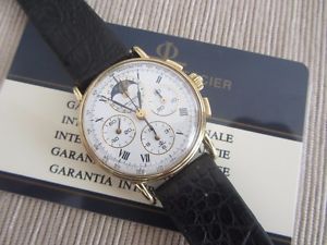 Baume Mercier Chronograph Moonphase cal.lemania 1883 gold 18k with Paper!