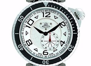 Gio Monaco Men's 644 Poseidon Silver Dial Sub Second Steel and Black PVD Watch