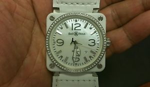 Authentic Bell & Ross Aviation BR03-92  Ceramic Automatic Watch with diamonds