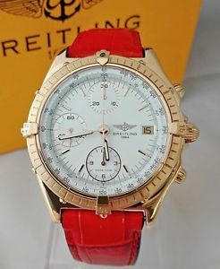 BREITLING CHRONOMAT LIMITED ED. RARE 18 K SOLID YELLOW GOLD - B&P -  1 YW
