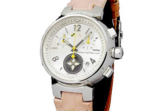 Pre-Owned LOUIS VUITTON Tambour Chrono SS White Dial Women's Qz Watch Q132C, MR
