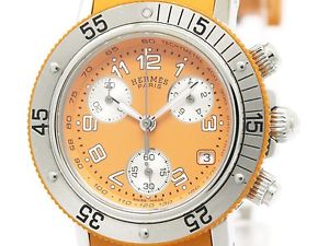 Polished HERMES Clipper Diver Chronograph Quartz Ladies Watch CL2.316 (BF110838)
