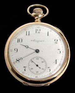 ELGIN NATIONAL WATCH CO 14K GOLD 15J 16S OPEN FACE POCKET WATCH