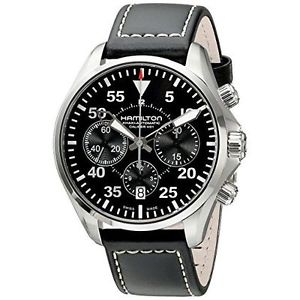 Hamilton Men's H64666735 Khaki Aviation Stainless Steel Automatic Watch with Bla