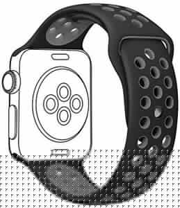 OULUOQI 38mm Soft Silicone Replacement Band With Ventilation Holes For Apple 2,
