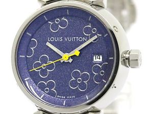 Polished LOUIS VUITTON Tambour Lovely Steel Quartz Ladies Watch Q121B BF101121