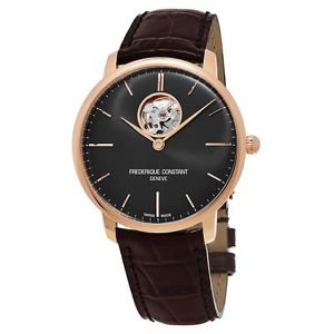 Frederique Constant Men's 'Heart Beat' Swiss Automatic Gold and Leather Dress Wa