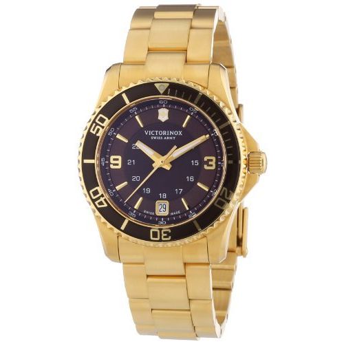 Victorniox Men's 241614 Maverick Gold PVD Brown Stainless Steel Watch