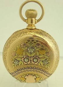 ESTATE 14K Solid Tri Color Black Hills Gold 18s Full Hunter Pocket Watch Case
