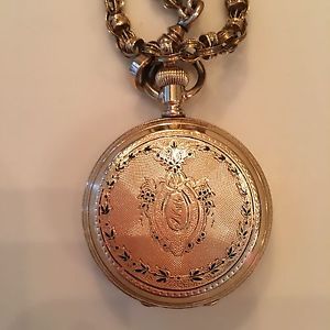 Very Rare Antique Louis Matile 18kt Gold Pocket &Gold  Chain Slide Cameo