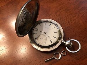 1871 Elgin B.W. Raymond 15j Key Wind Pocket Watch 18s Large 5oz Coin Silver Case
