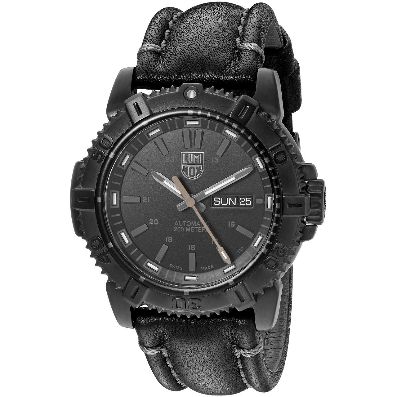 Luminox Men's 'Mariner' Swiss Stainless Steel and Leather Automatic Watch, Color