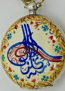 ONE OF A KIND fancy SILVER&ENAMEL TUGHRA watch made for Ottoman Sultan's Court