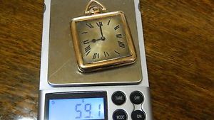 ANTIQUE 1910-20 14K.SOLID GOLD SQUARE POCKET WATCH (MOERIS) SWISS MOVEMENT