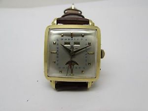 VINTAGE GUBELIN 18K YELLOW GOLD TRIPLE DATE MOONPHASE AUTOMATIC MEN  WATCH