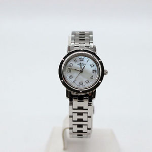 Pre-Owned HERMES Clipper CL4.210 Quartz White Shell Dial Women's Wristwatch, LL
