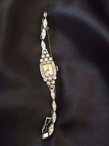 LADY HAMILTON 33 Diamond (2 carat tw) White Gold Bracelet Watch - circa 1956