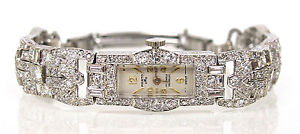 Vintage Panto Platinum Stainless Steel 4.85 cttw Single Cut Diamonds 17j Watch