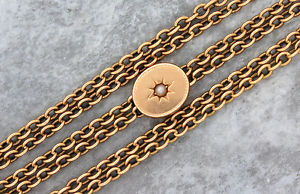 Antique Victorian 1880s Estate 14K 585 Yellow Gold Pocket Watch Fob Chain