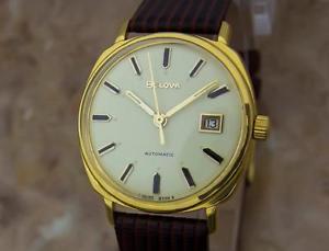 Bulova M8 1960s Swiss Made Mens Vintage Automatic Gold Plated Dress Watch YY42