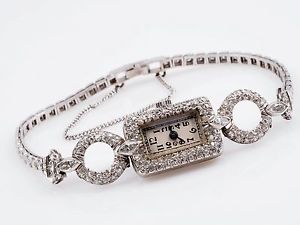 style ancien BRACELET POUR FEMME montre avec 2,00 Carat Diamants/PLATINE/um 1920
