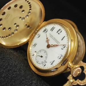 EXQUISITE GIRARD PERREGAUX REPOUSSE DIAMONDS & 18K SOLID GOLD SWISS POCKET WATCH