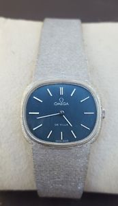 VINTAGE ESPECTACULAR 1972 MUJER SÓLIDO 18K ORO BLANCO OMEGA DE VILLE RELOJ
